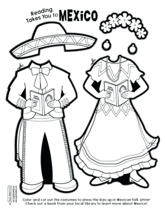 557x721 Mariachi Paper Doll Early Education Printable Coloring Pages
