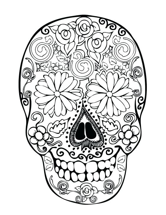 564x729 Mariachi Skeleton Day Of Death Decorated Skull Coloring Printable