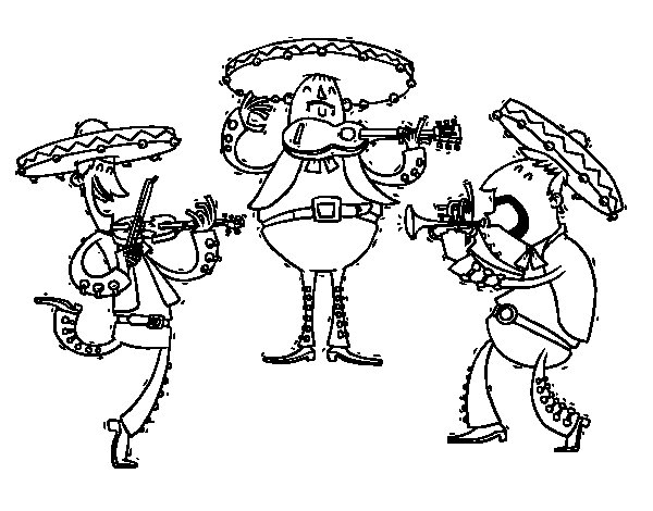 600x470 The Mariachis Coloring Page