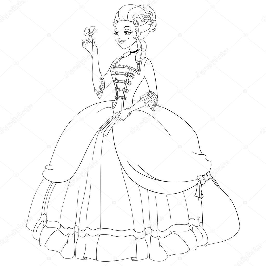 1024x1024 Immediately Marie Antoinette Coloring Pages Outlined Rococo Lady