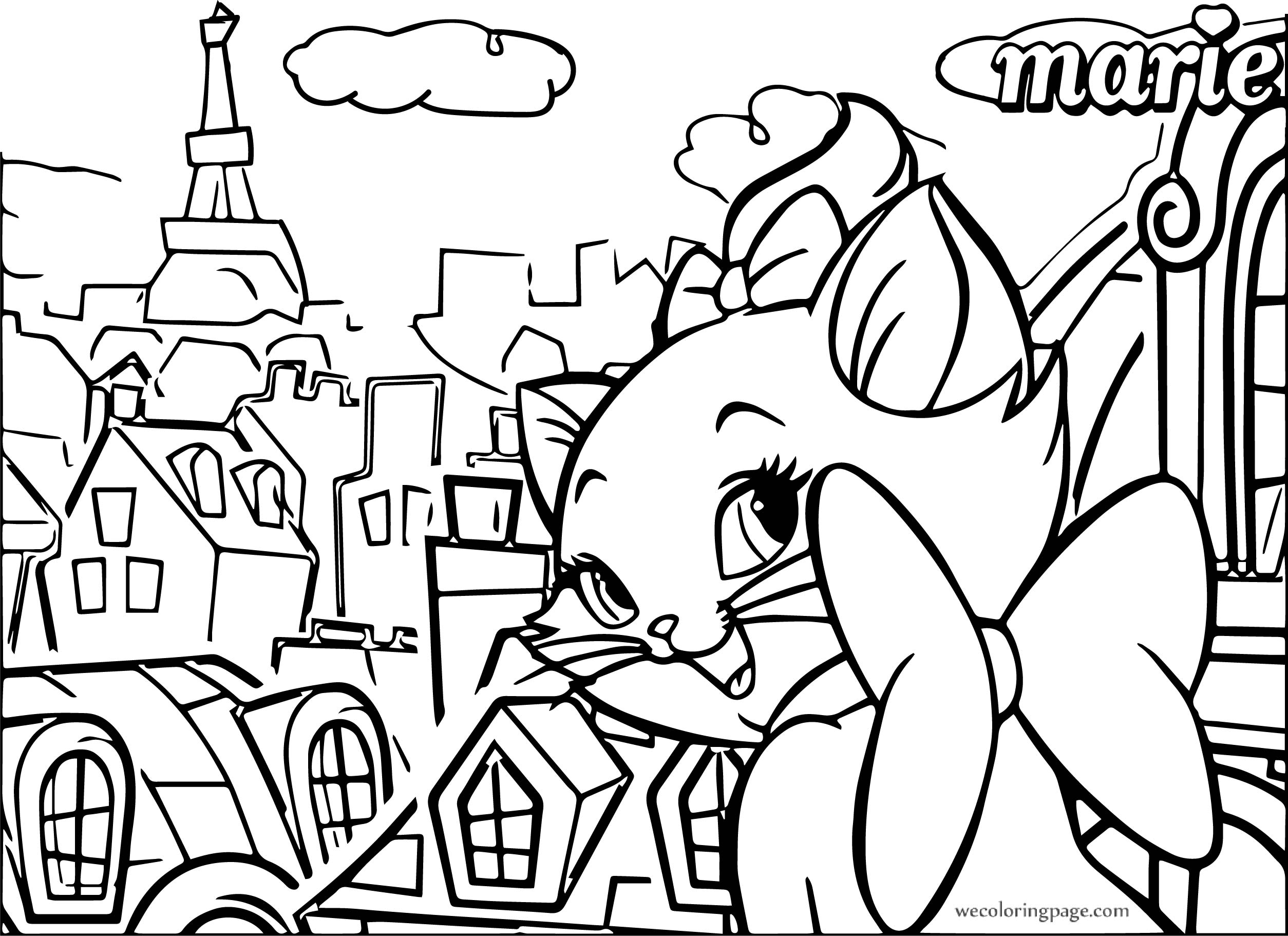 2508x1822 Disney The Aristocats Marie Paris City Coloring Page Wecoloringpage