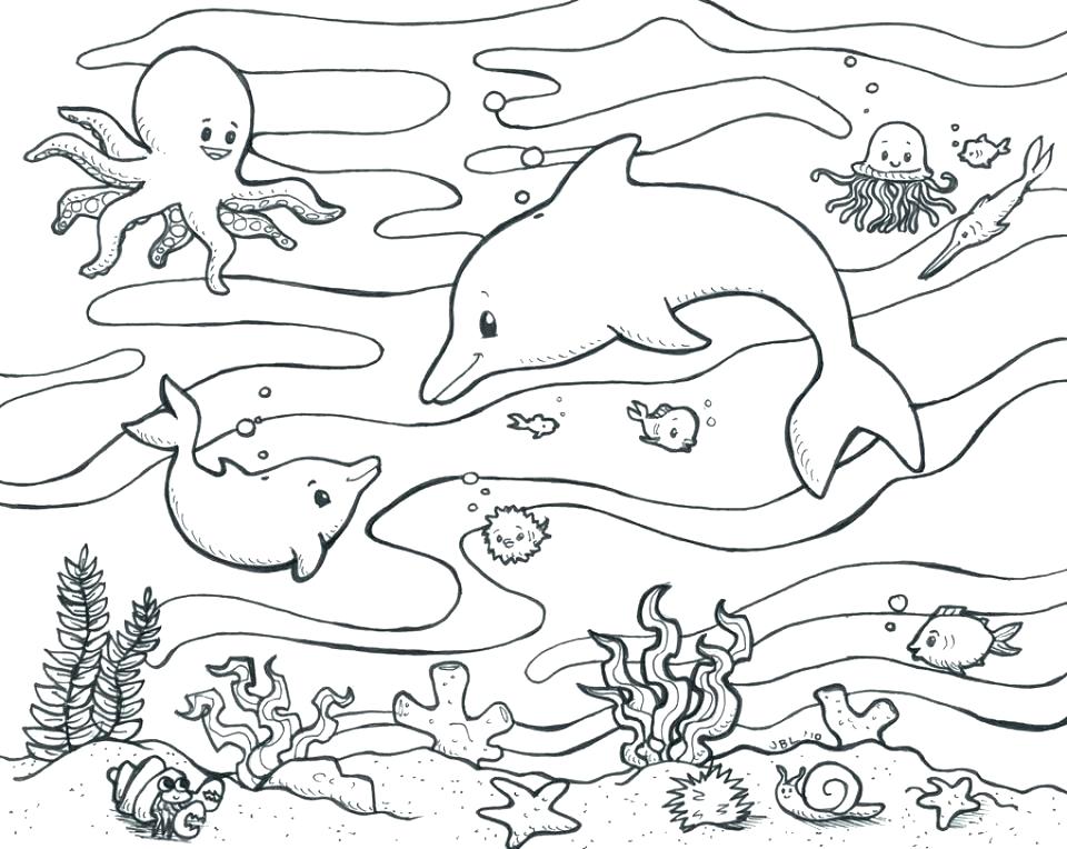 960x764 Coloring Pages Of Ocean Animals Underwater Scene Coloring Pages