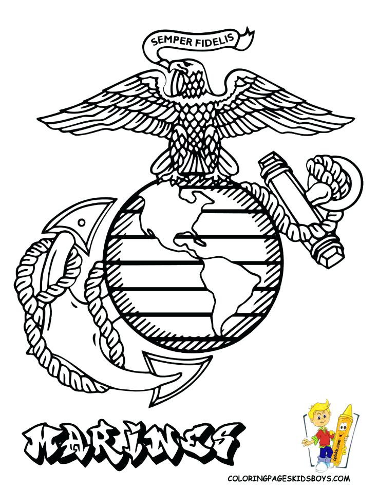 736x952 Marine Corps Coloring Pages Marine Corps Emblem Coloring Page