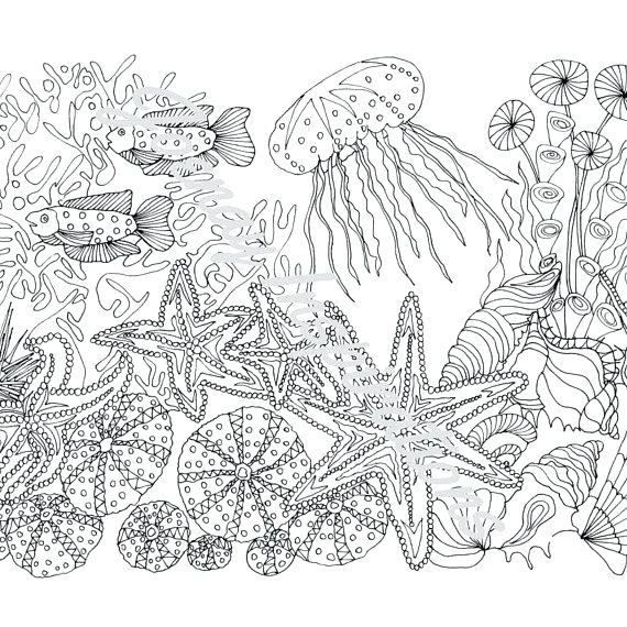 570x570 Ocean Coloring Pages For Adults Sea Coloring Page Doodle Scene
