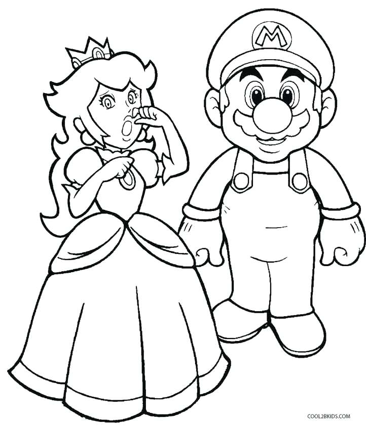 722x842 Mario Coloring Page Drawn Princess Peach Mario Luigi And Yoshi