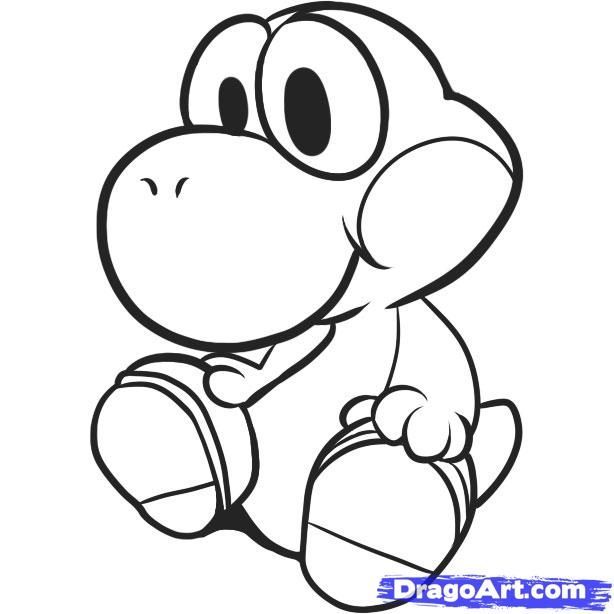 614x614 Baby Yoshi Coloring Pages Yos On Drawn Mario Princess Peach Pencil