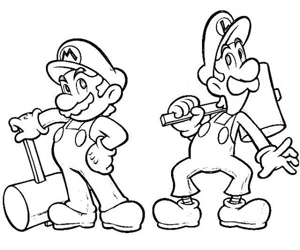 600x500 Mario And Luigi Coloring Page Free Download