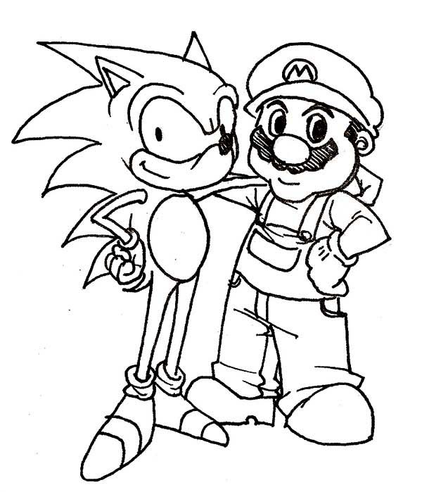 600x699 Mario And Sonic Coloring Pages