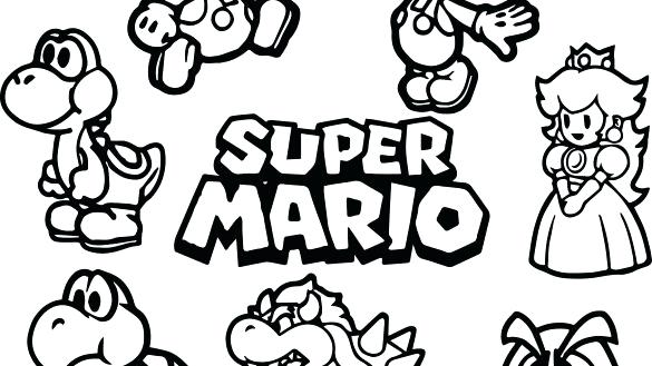 585x329 Mario Color Page Mario Bros Characters Coloring Pages To Print