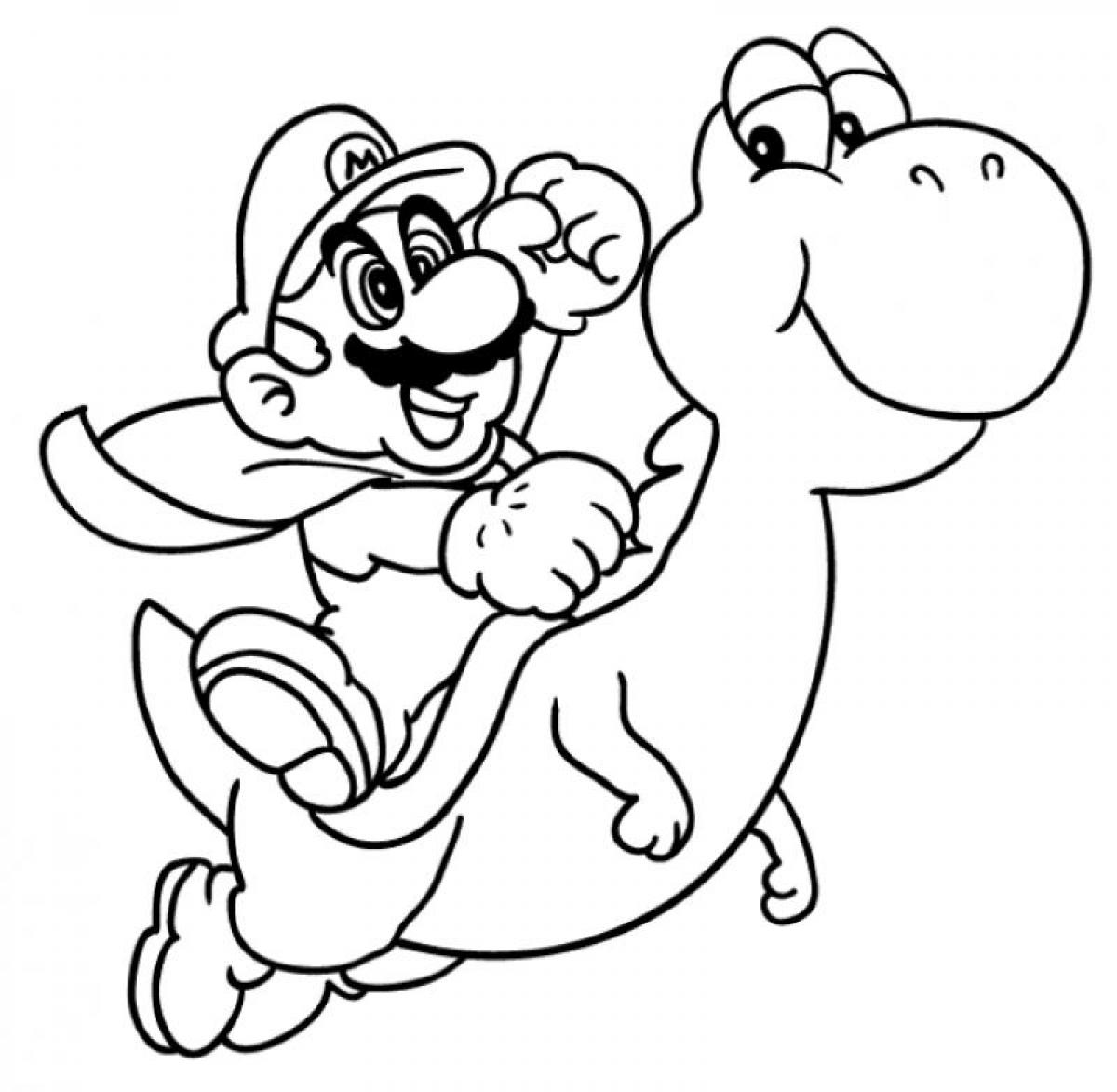 1200x1173 Super Mario Pictures Print Mario And Yoshi Coloring Pages