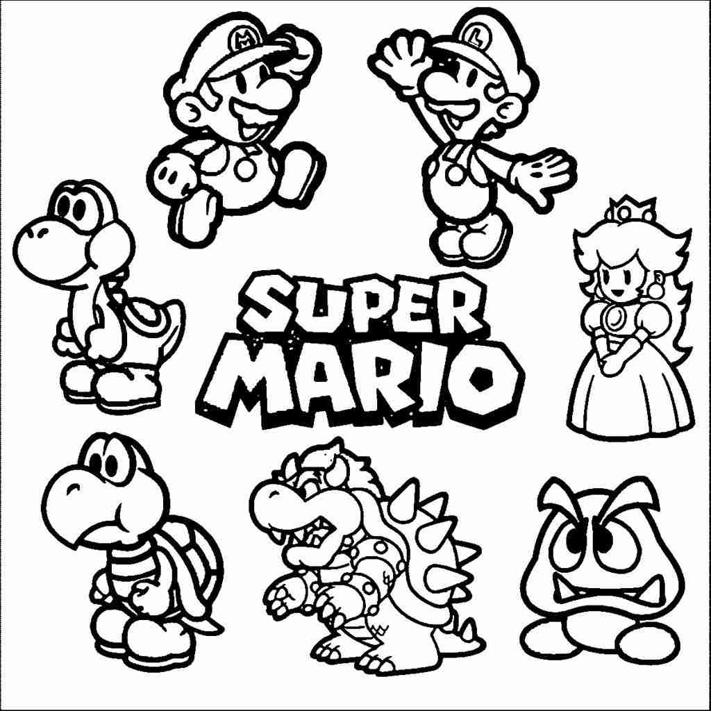 1024x1024 Mario Characters Coloring Pages 1024 High Definition Lively