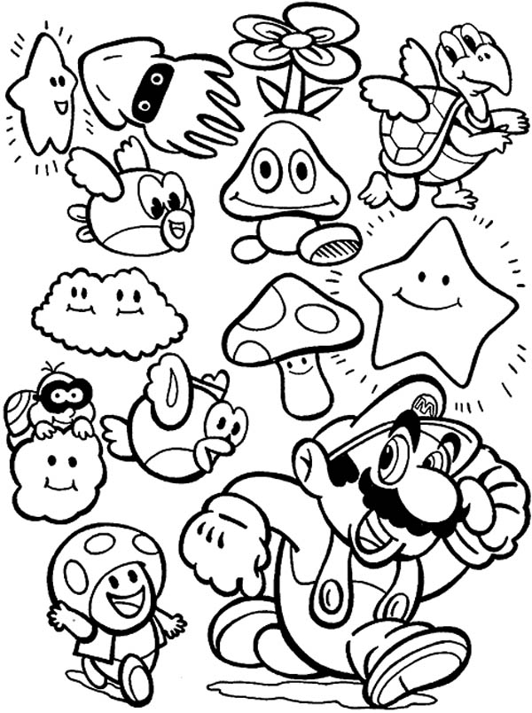 600x804 Super Mario Brothers All Characters Coloring Page Color Luna