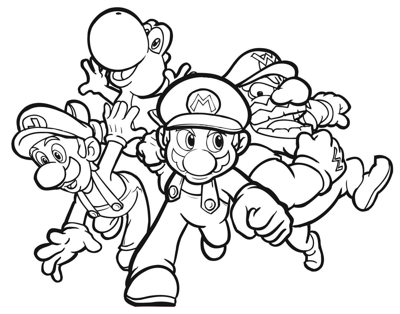 1600x1255 Colouring Pages Of Mario Yoshi Luigi And Wario For Kids