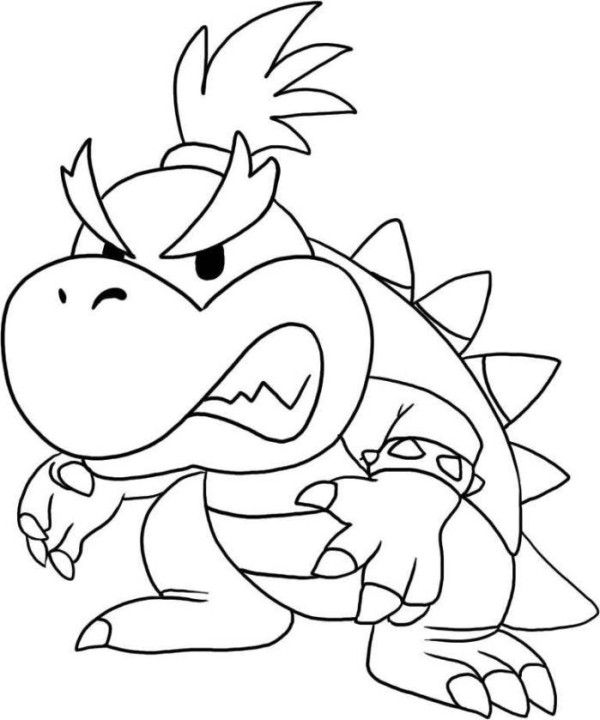 600x720 Baby Bowser Super Mario Bros Coloring Pages Mario Bros