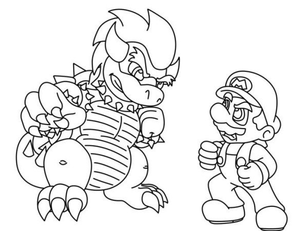 600x451 Mario Vs Bowser Mario Coloring Pages