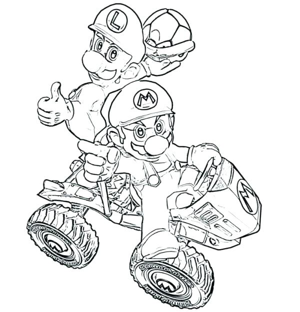 600x625 Coloring Pages Mario Kart Baby Princess Peach Kart Coloring Pages