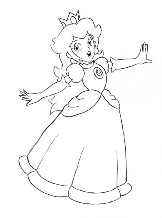 542x730 Princess Peach Coloring Page To Print Mario Kart Bday