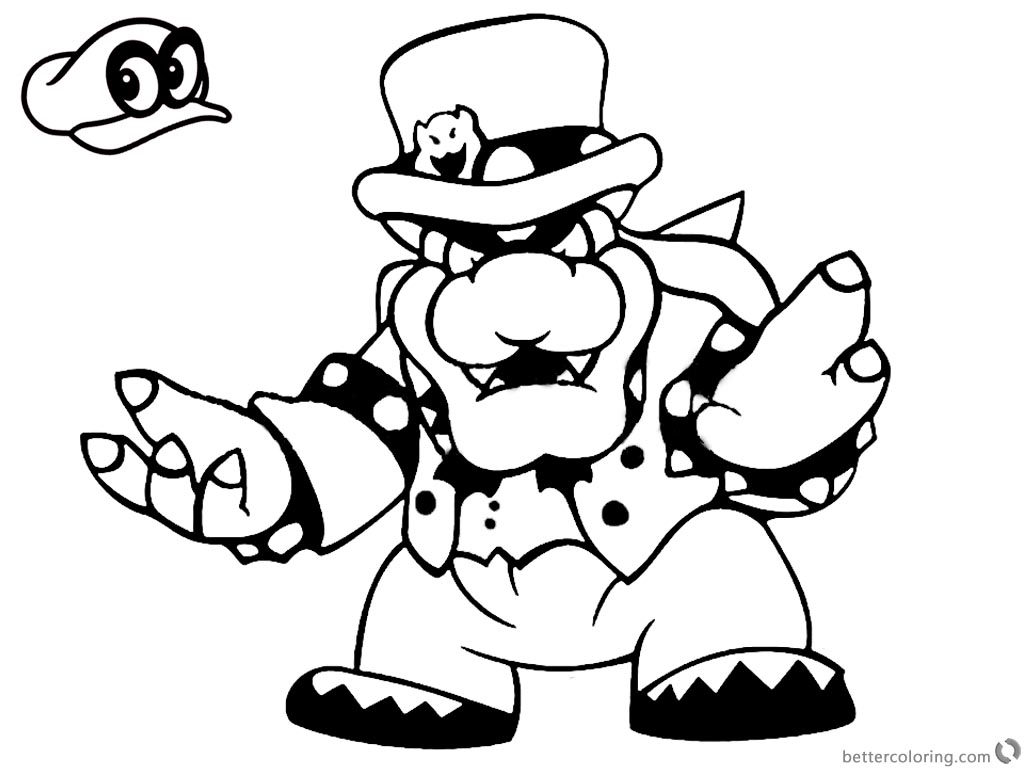 1024x768 Super Mario Odyssey Coloring Pages Bowser