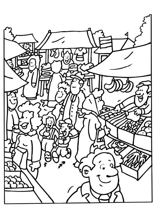 530x750 Coloring Page Market Vendor