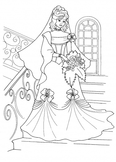 376x525 Barbie Wedding Dress Coloring Pages Barbie In Dress Coloring Page