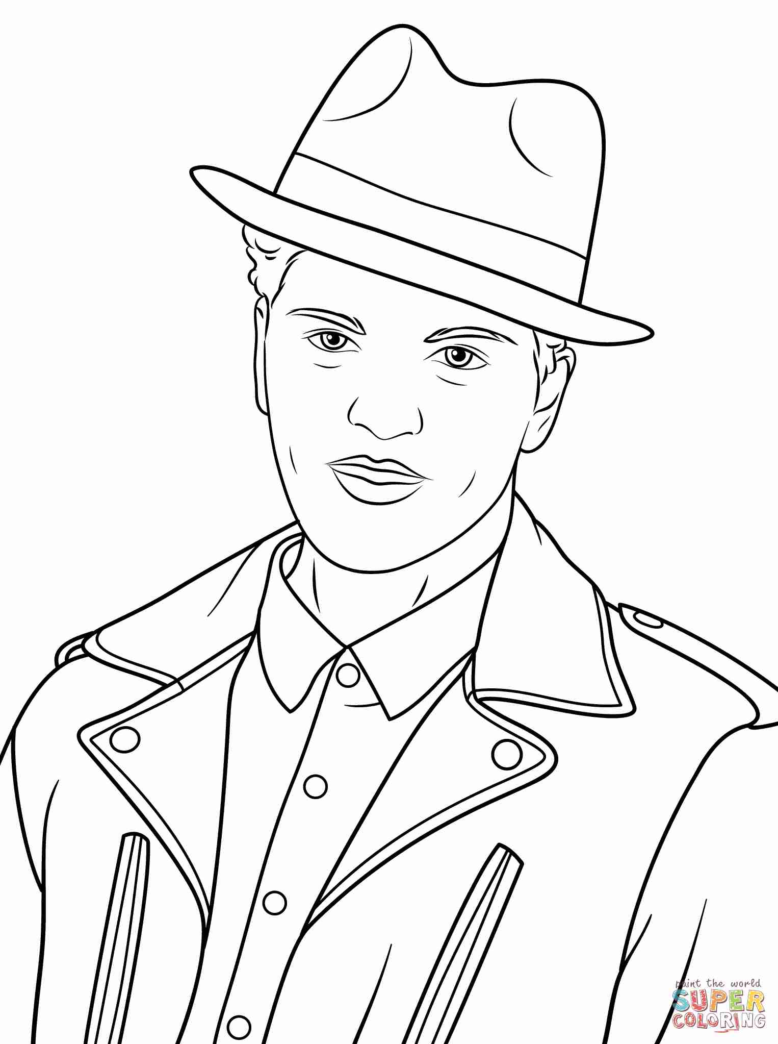 1526x2046 Bruno Mars Coloring Page Free Printable Pages Brilliant Elvis