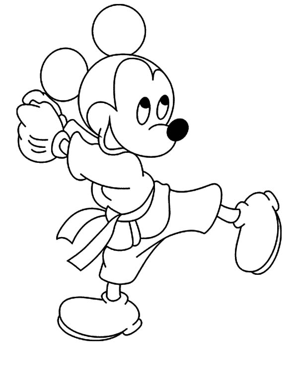 600x733 Disney Mickey Does Karate Coloring Pages Batch Coloring