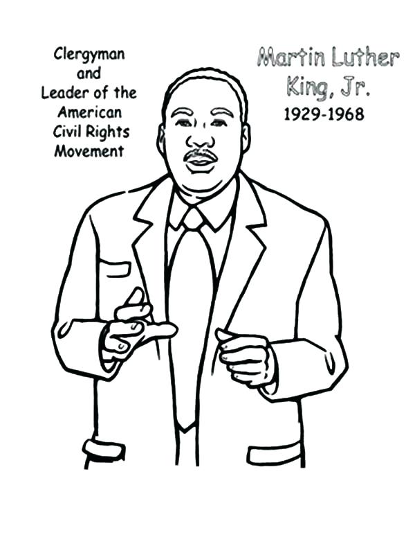 600x775 Martin Luther King Jr Para Colorear Gratis Para Martin King Jr