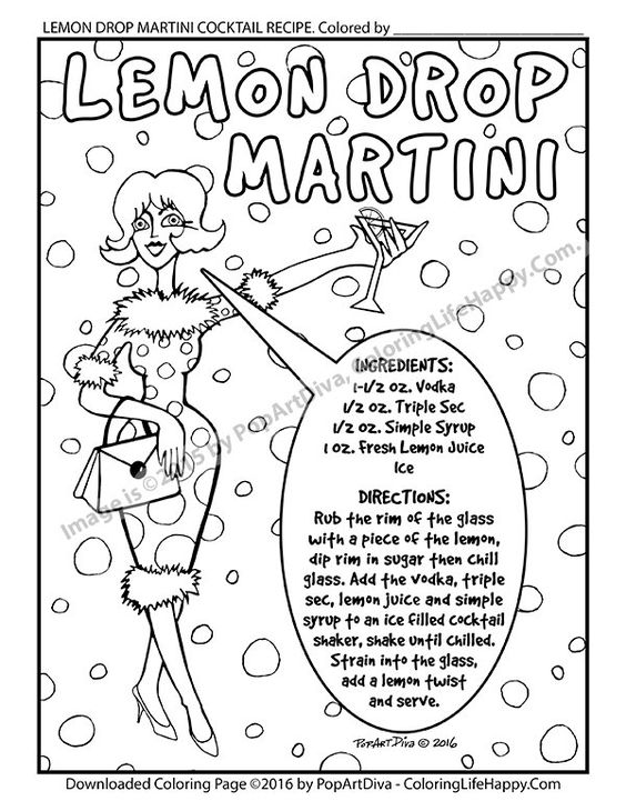 564x730 Adult Coloring Page Of A Lemon Drop Martini By Coloringlifehappy