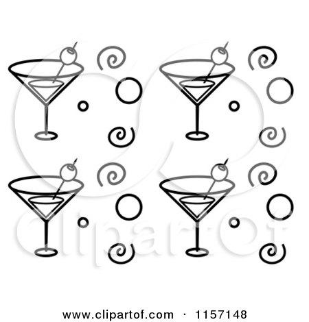 450x470 Cartoon Clipart Of A Black And White Background Pattern Of Martini