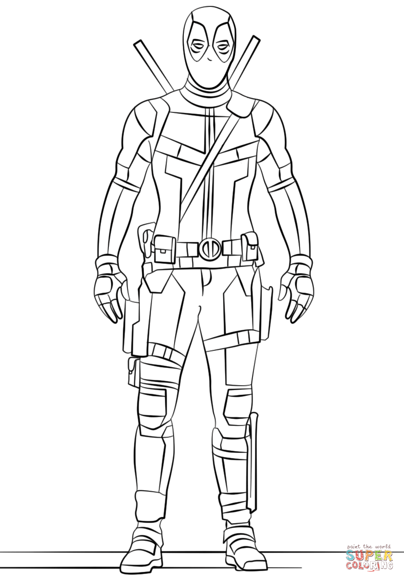 824x1186 Deadpool Coloring Page Free Printable Pages