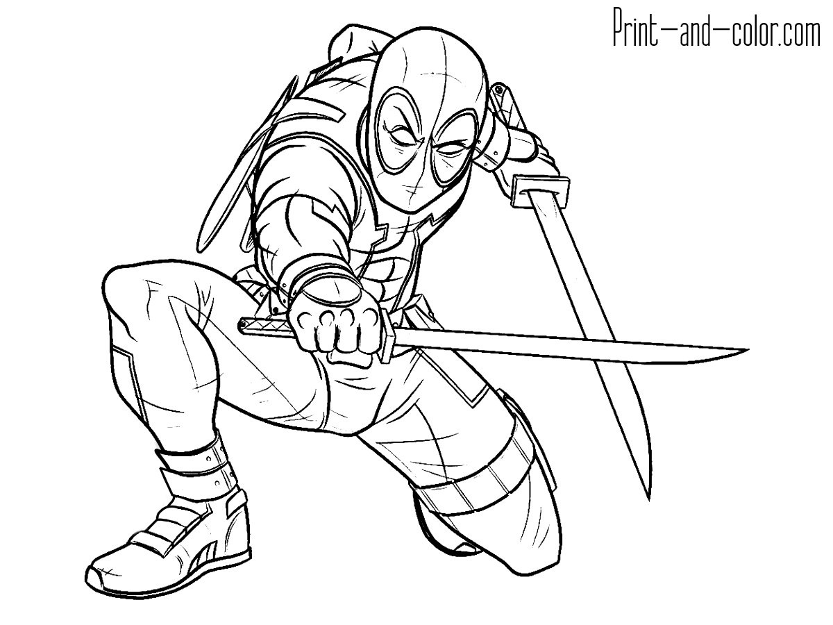 1200x900 Deadpool Coloring Page Pages Printable In Beatiful Paint Kids