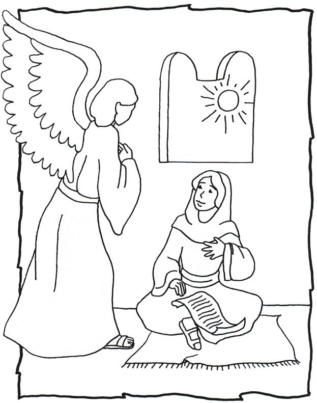 623x791 Angel Gabriel Visits Mary Coloring Page