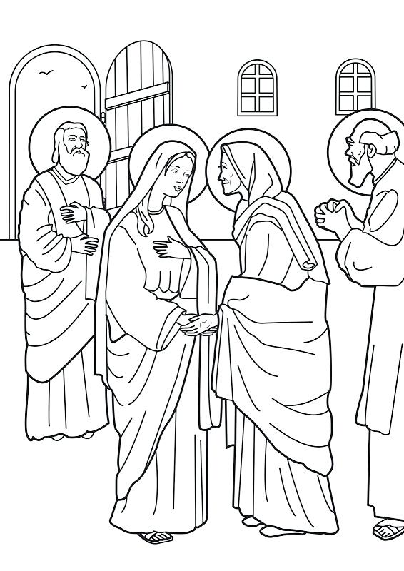 566x800 Mary Visits Elizabeth Coloring Page Virgin Visit To Coloring Pages