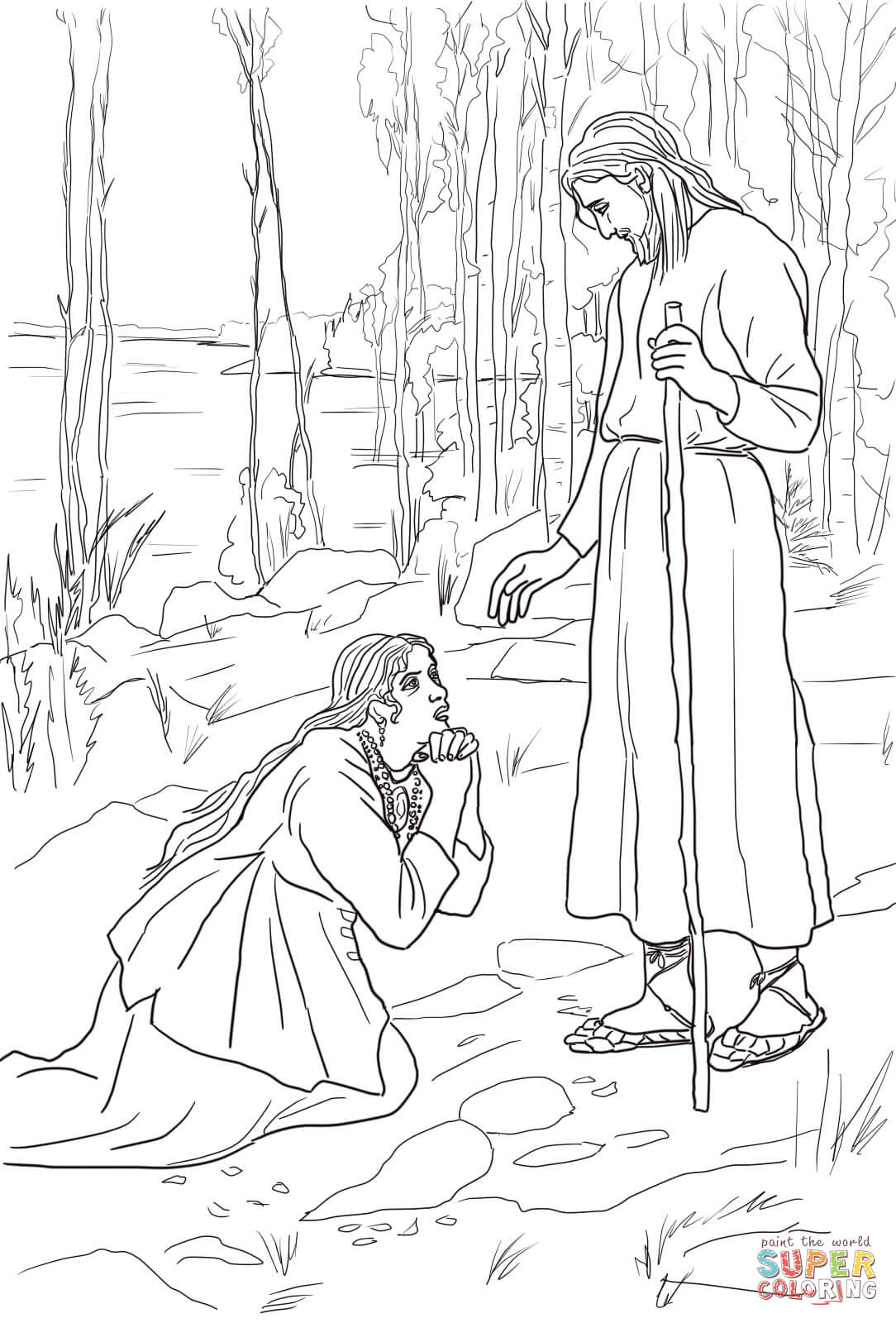 1084x1600 Mary Magdalene Meets Jesus Coloring Page Free Printable Best