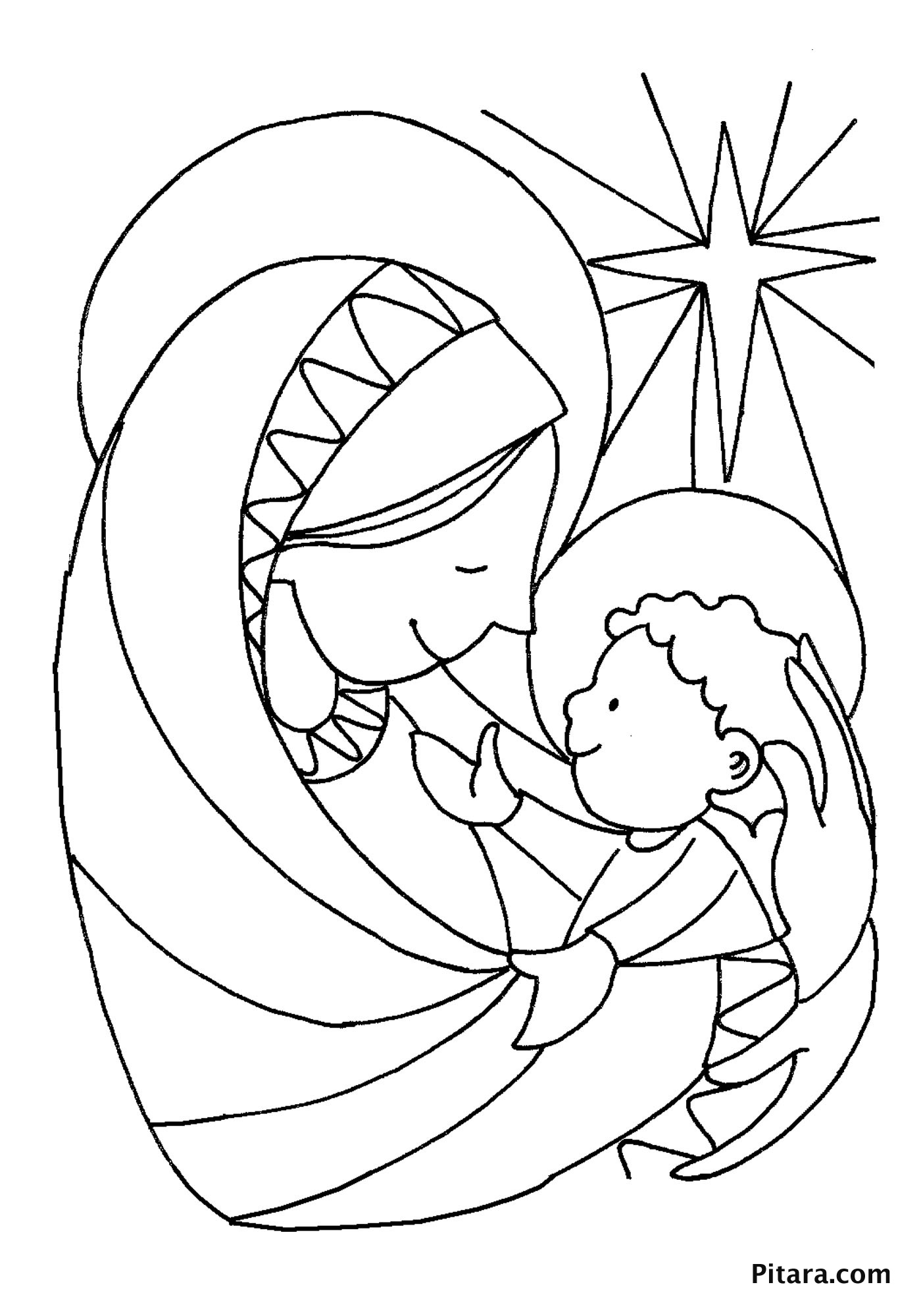 1400x2000 Mary Amp Baby Jesus Coloring Page Pitara Kids Network