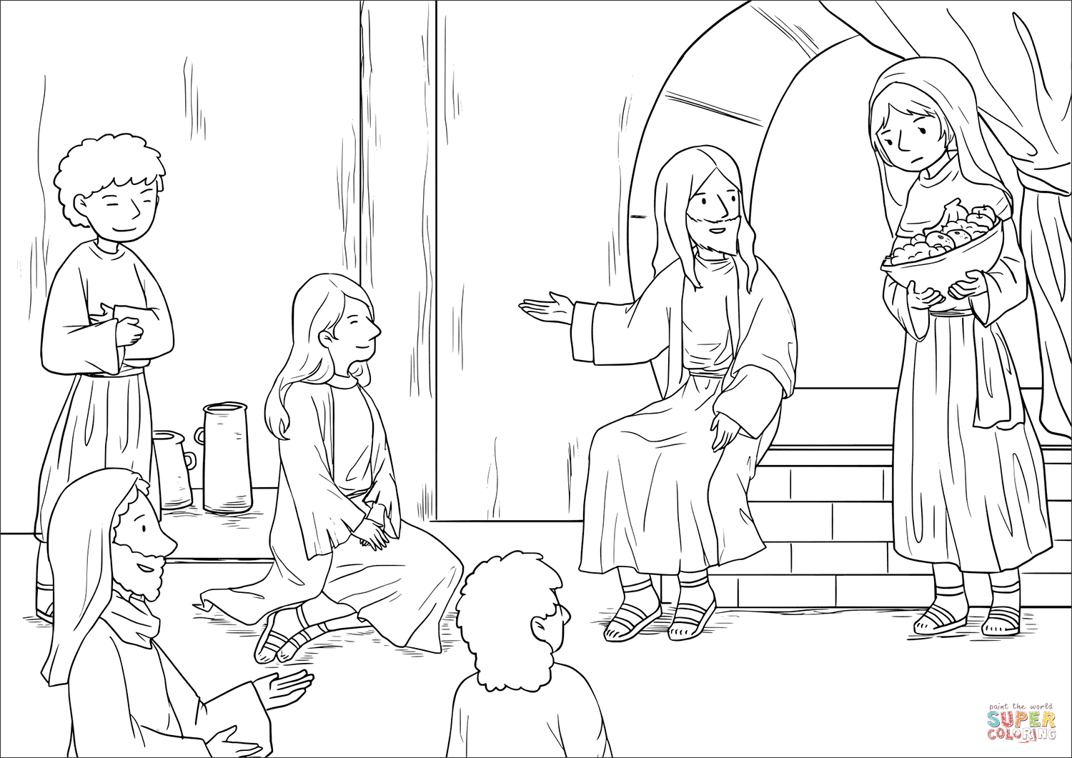 1500x1061 Jesus At The Home Of Martha And Mary Luke 10 38 42 Coloring Page