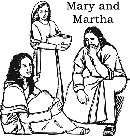 551x576 Jesus With Mary And Martha Color Page