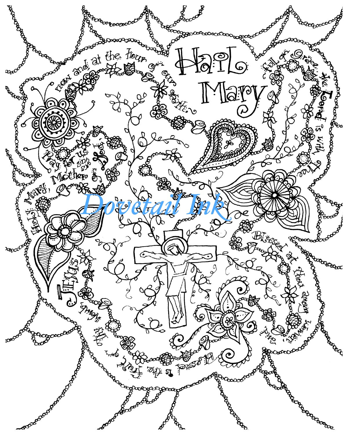 1200x1500 Printable Hail Mary Catholic Prayer Coloring Page