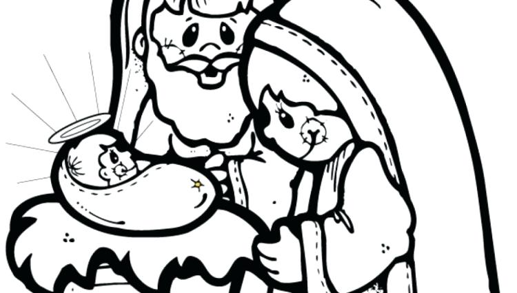 750x425 Mary Joseph Baby Jesus Coloring Page And Pages Stock
