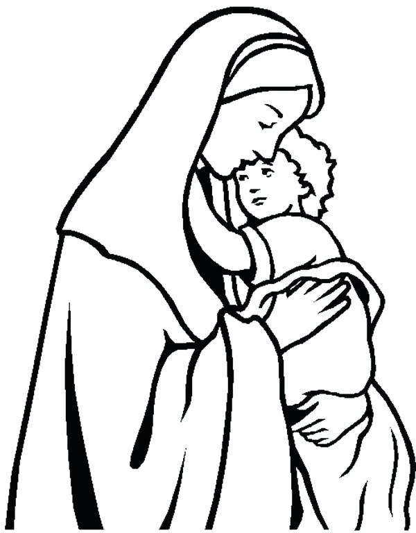 600x768 Mary And Jesus Coloring Page