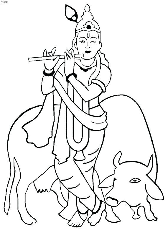 570x782 Holi Coloring Pages Shri Krishna Janmashtami Coloring Printable