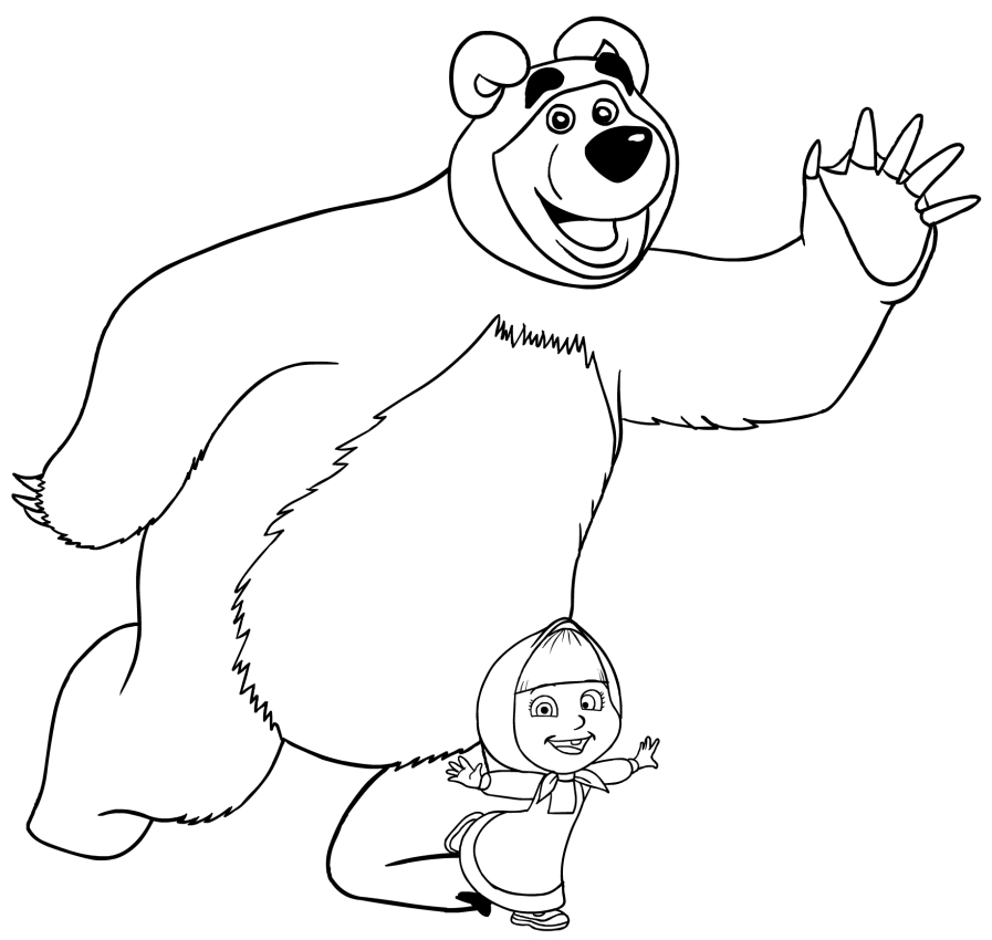 897x850 Masha And The Bear Coloring Page