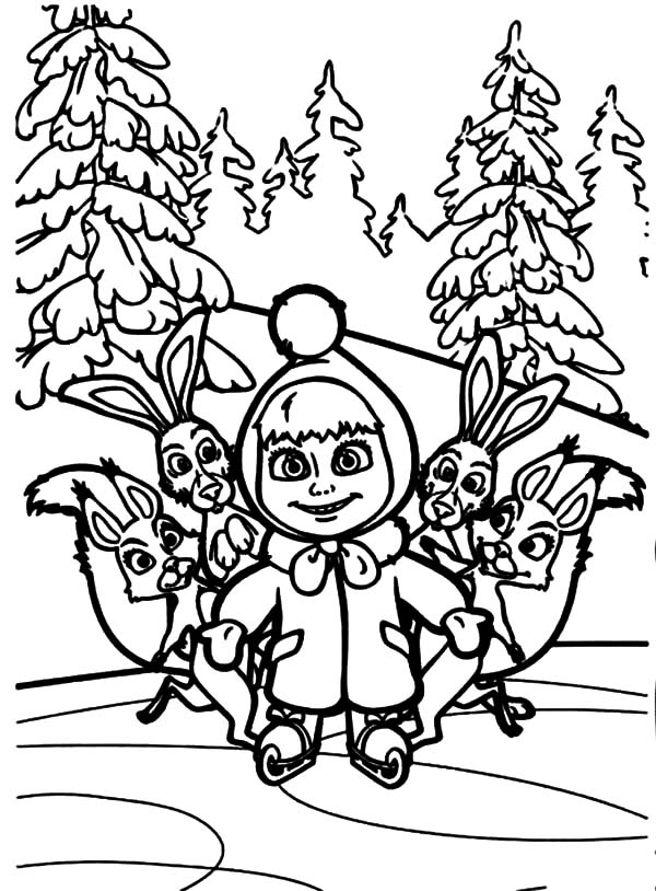 600x814 Masha And The Bear And Friends Coloring Pages Color Luna