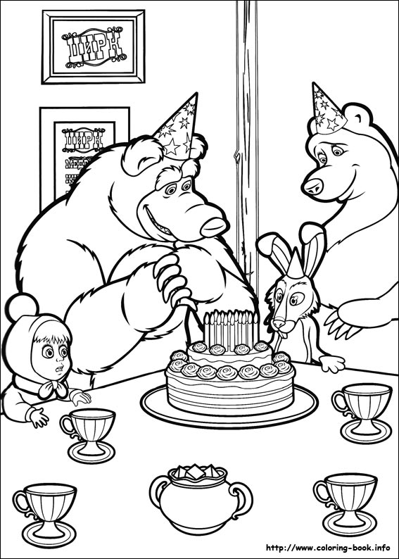 567x794 Masha And The Bear Coloring Picture