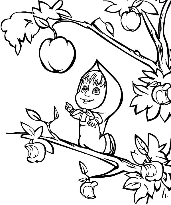 600x719 Masha And The Bear Coloring Pages