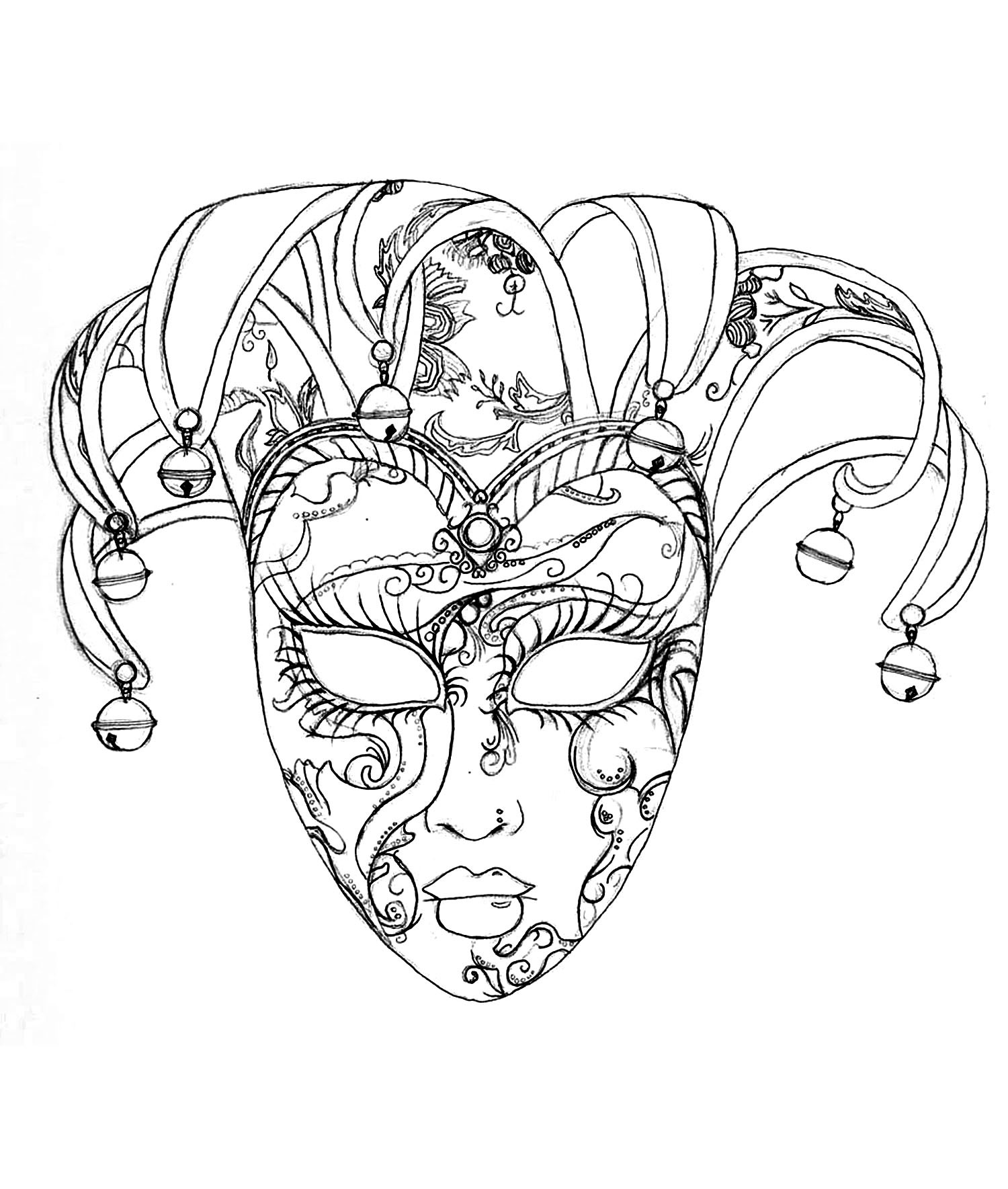 1500x1769 Venetian Mardi Gras Mask Coloring Page Free Printable Pages