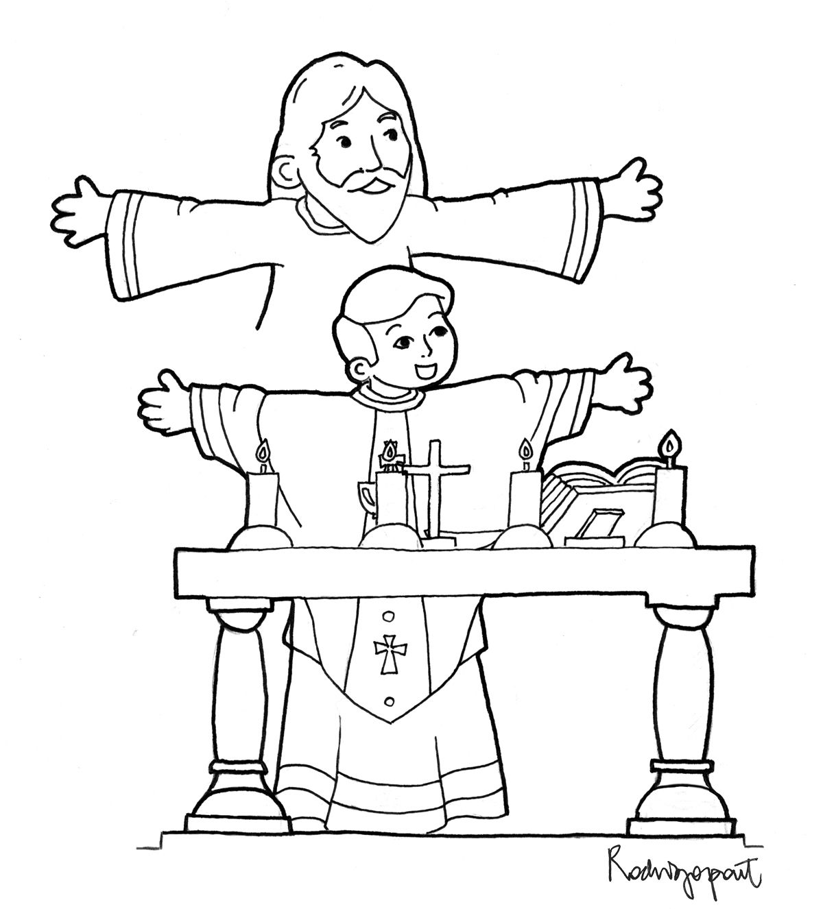 1200x1326 Coloring Page Of Priest Celebrating Mass Sunday School Crafts
