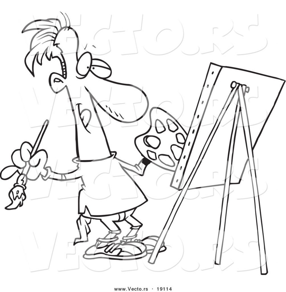 1004x1024 Astounding Sculptor Coloring Page For Kids Vector Of Cartoon