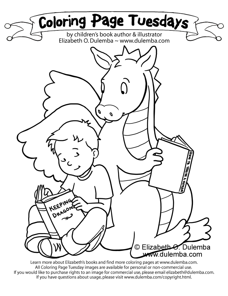 773x1000 Library Dragon Coloring Page