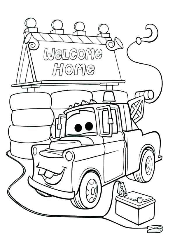 600x805 Tow Mater Coloring Pages Tow Mater Coloring Pages Free Stock Cars